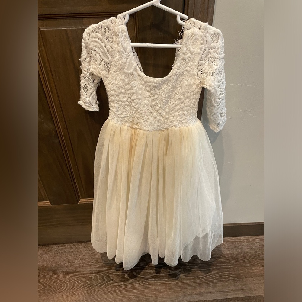 Cream Lace Fit and Flare Dress